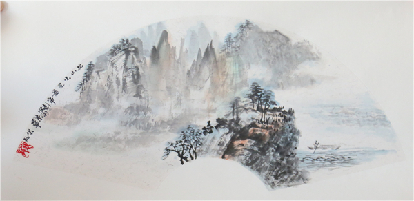 山水扇面
